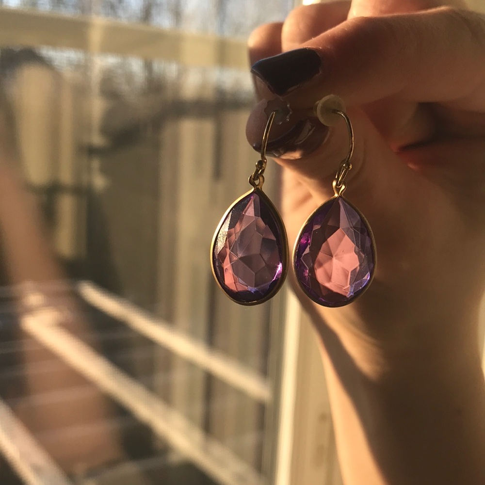 Anthropologie Royal purple drop earrings